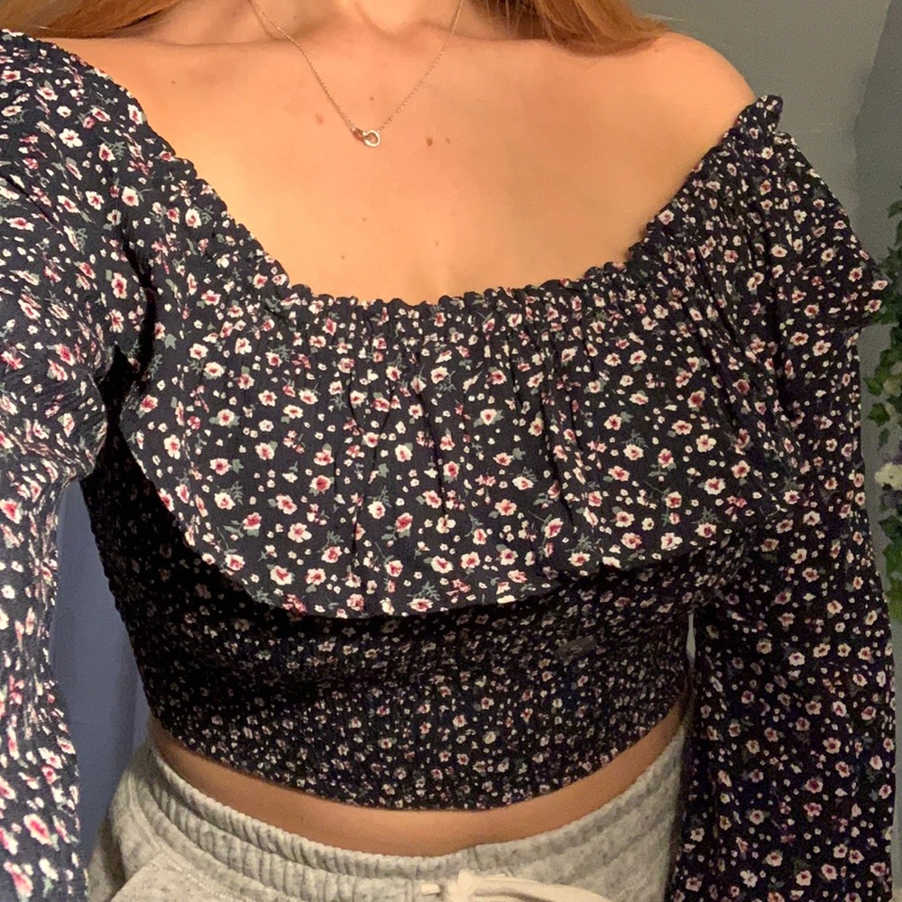 Floral LA Hearts off the shoulder long sleeve